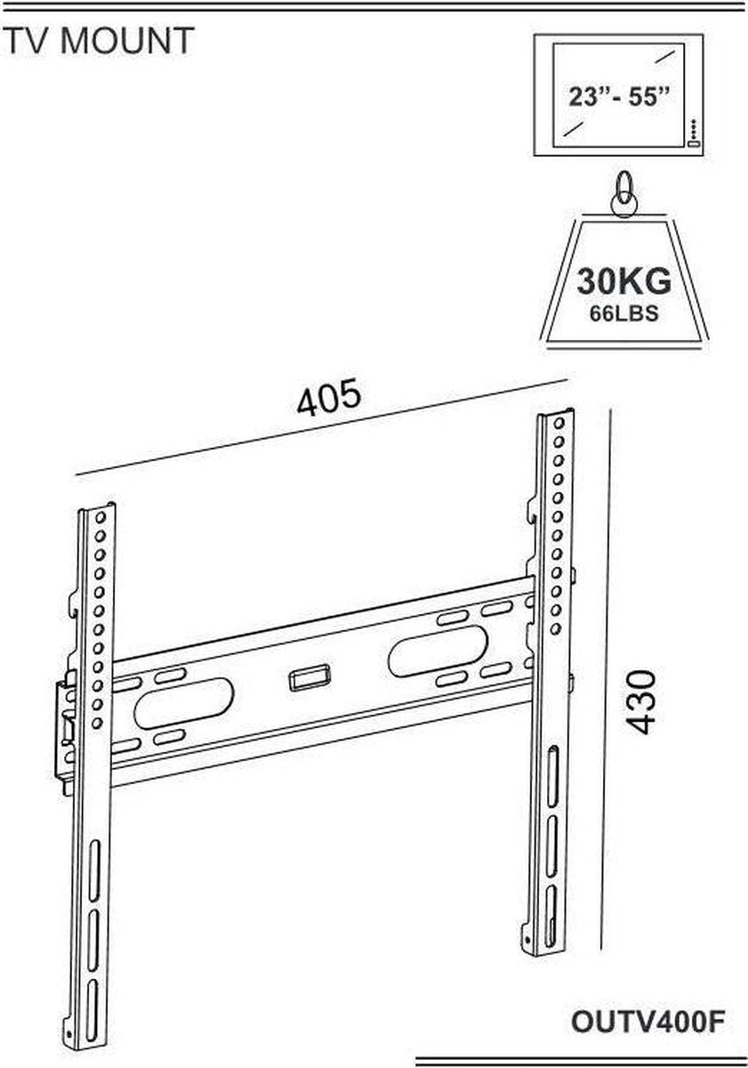 Omega OUTV400F TV wall mount - 23 to 55 Inch - VESA 100mm x 100mm to 400mm x 400mm - Black