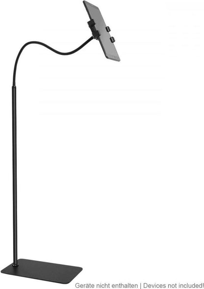 Fontastic 262500 Universal Floor Stand for Tablet - Gooseneck - Height Adjustable - 360° Rotatable - 4.7 -12.9" - Black