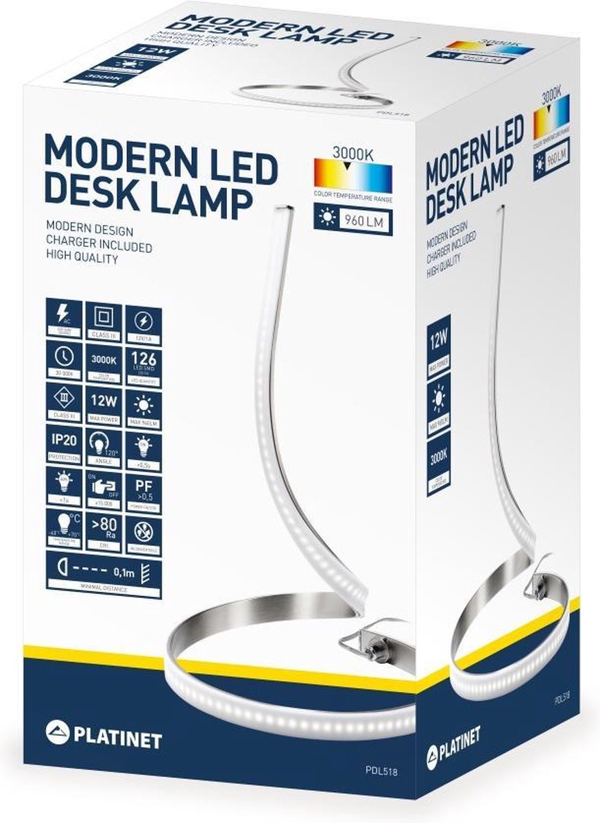 PLATINET PDL518 Moderne design LED bureaulamp 12W warmwit