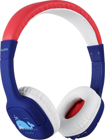 EasySMX EC-C004, Bluetooth headset voor kinderen met volumeschakeling, 3.5 mm jack, donkerblauw/ rood