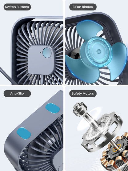 Topk Mini ventilator - Ventilator USB – Bureau Ventilator - Tafelventilator – Stille Ventilator – Bed Ventilator- Aircooler