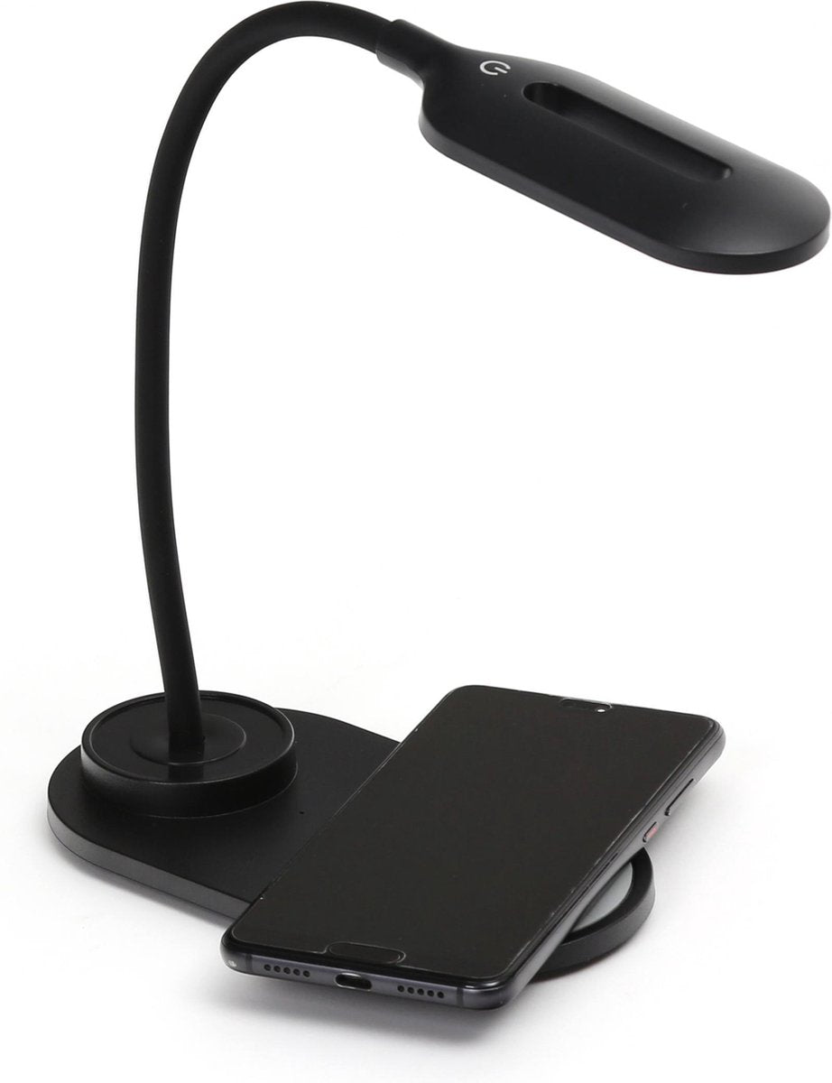 PLATINET PDL1930B LED bureaulamp 5W met ingebouwde 5W Qi draadloze oplader Zwart