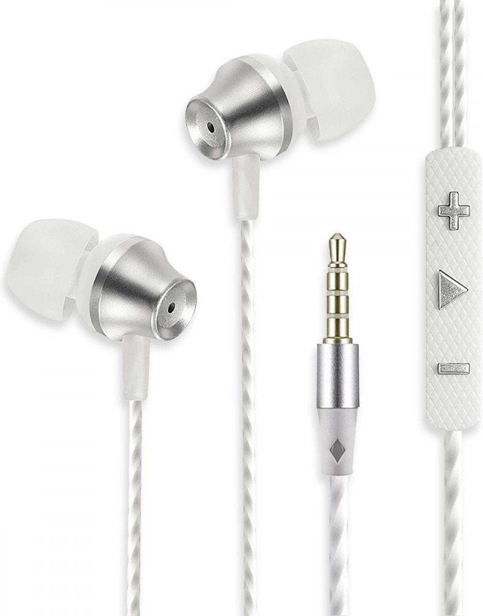 Fontastic 253768 In-Ear Headset - Earphones with Microphone - Camera Release - White/Anthracite
