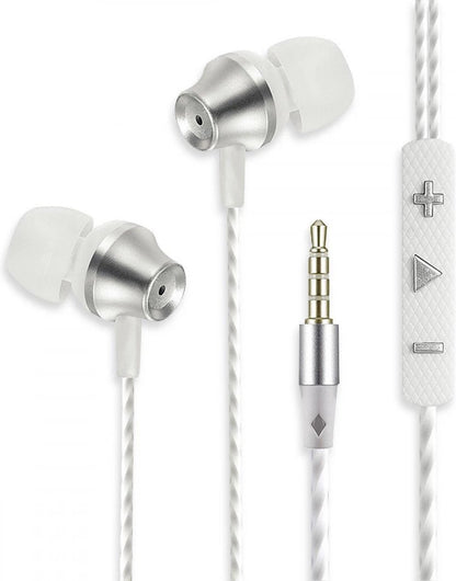 Fontastic 253768 In-Ear Headset - Earphones with Microphone - Camera Release - White/Anthracite