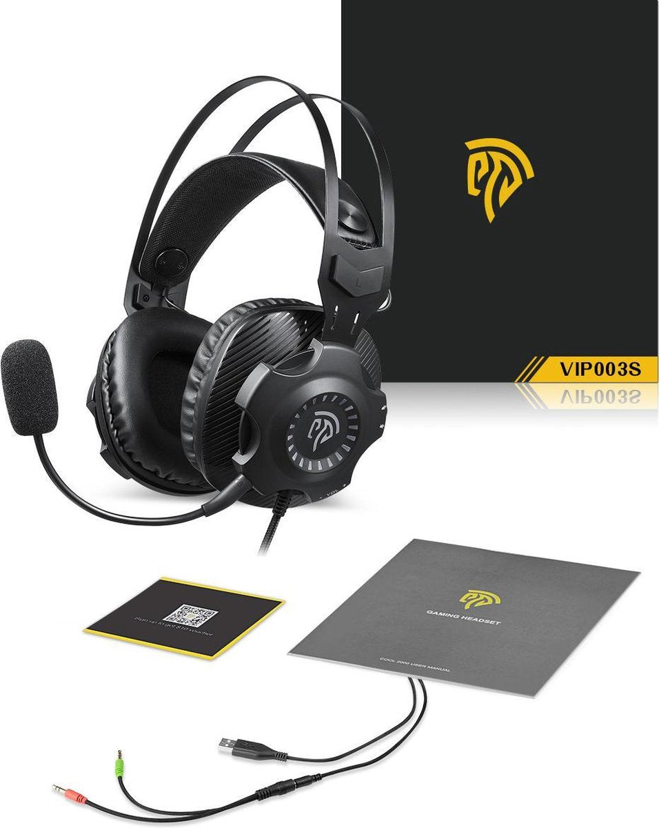 EasySMX VIP-003S Over-ear Stereo gaming headset met microfoon en RGB LED verlichting, zwart
