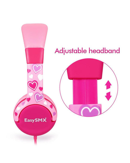 EasySMX KM-PINK, Kids Headphones with Volume Limit, Headphones for iPod, iPad, iPhone, Android and Mobile Phones, Pink