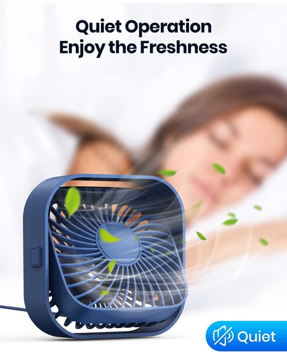 Mini ventilator - Ventilator USB – Bureau Ventilator - Tafelventilator – Stille Ventilator – Bed Ventilator- Aircooler - 360º