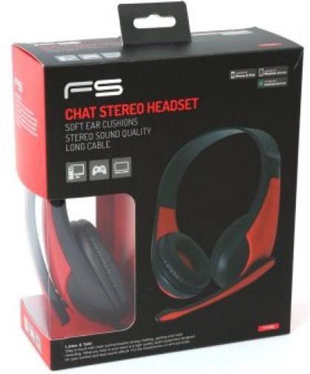 Platinet FH4008R - Stereo Headset - Zachte Oorschelpen - Lange kabel - Met Microfoon - Rood