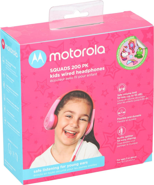 Motorola Squads 200 Koptelefoon Kinderen - met Microfoon - Audiosplitter - Roze