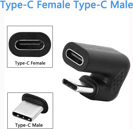 NÖRDIC USBC-MF2 USB-C to UCB-C Adapter - Angled - Male to Female - 4K60Hz - Black