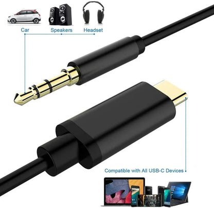 Gembird USB-C to Audio cable 3.5 mm jack - USB-C Cables - Suitable for Smartphone - 1.5m - Black
