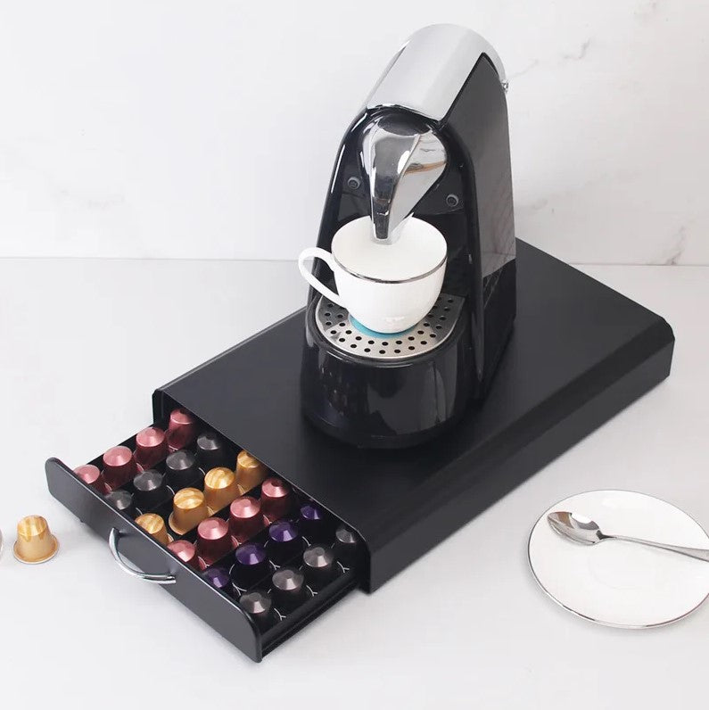 Nespresso Capsule Holder with Pull-out Drawer - 60 Capsules - Metal - With Handle
