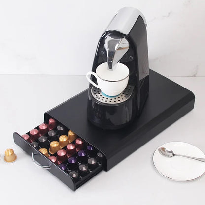 Nespresso Capsule Holder with Pull-out Drawer - 60 Capsules - Metal - With Handle
