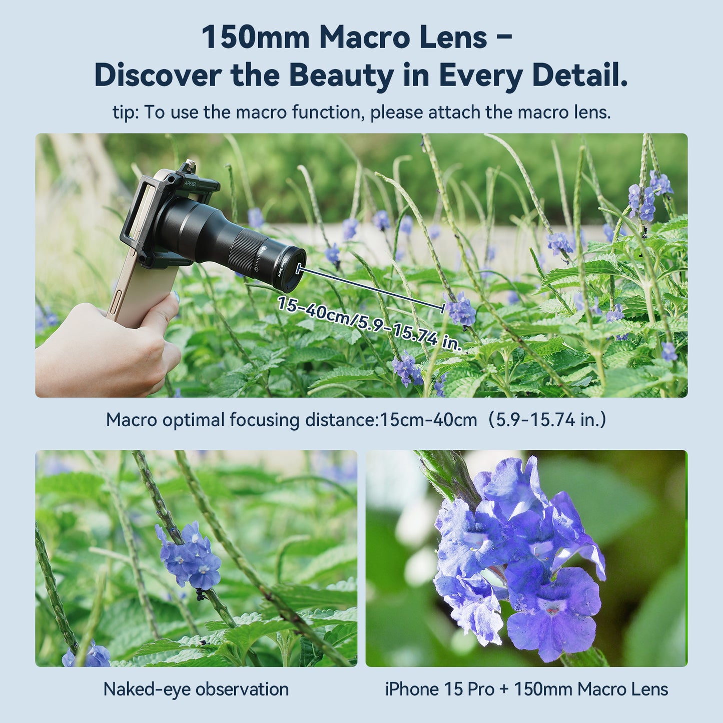 APEXEL 2-in-1 Smartphone Lens - Ultra HD - Telelens en Macrolens - Geschikt voor smartphones