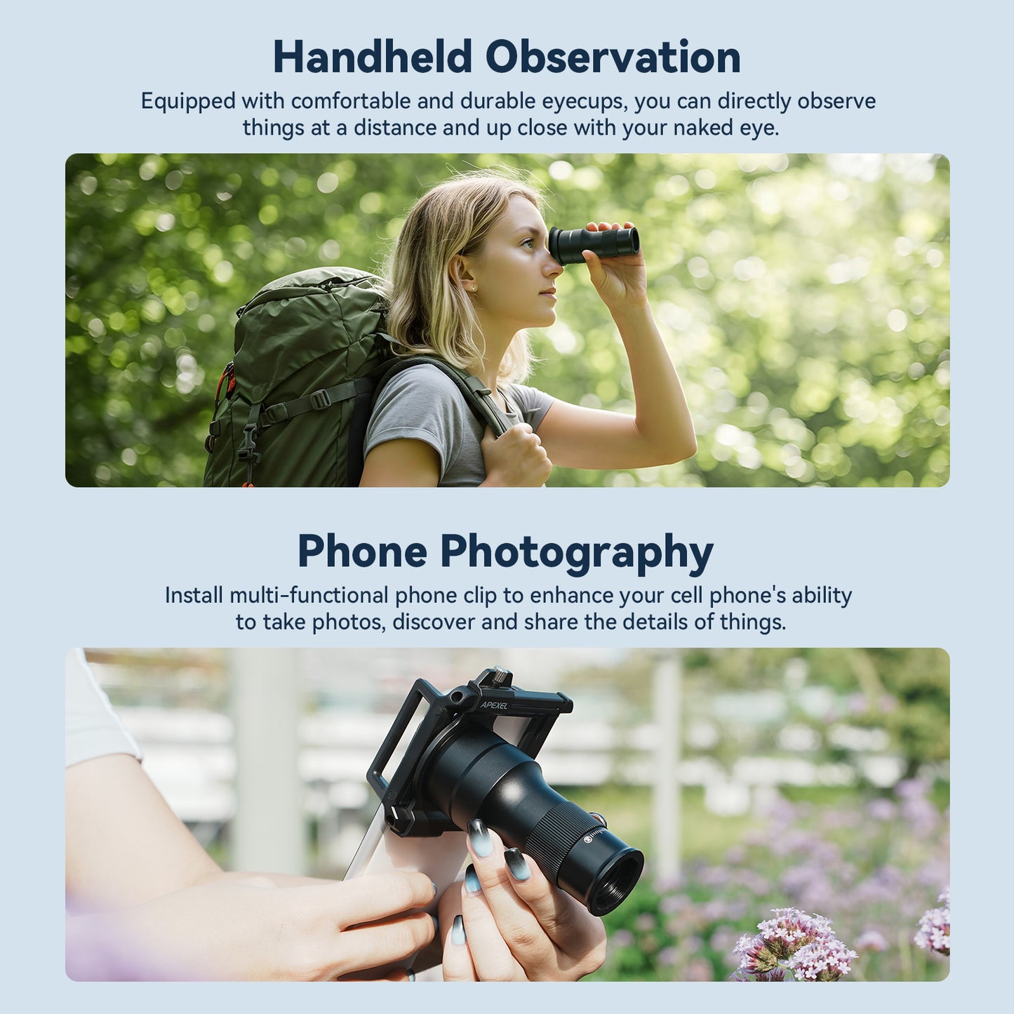 APEXEL 2-in-1 Smartphone Lens - Ultra HD - Telelens en Macrolens - Geschikt voor smartphones