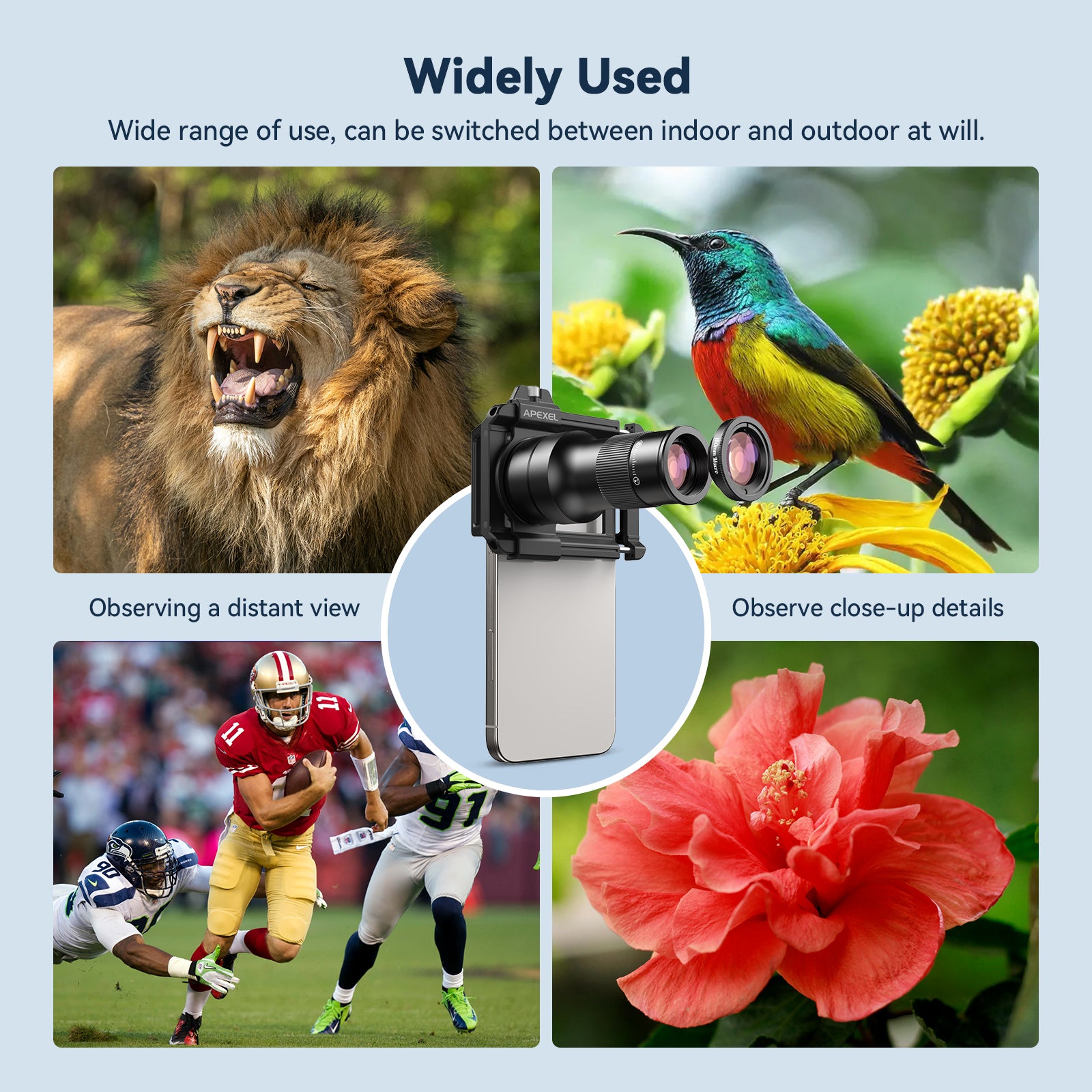 APEXEL 2-in-1 Smartphone Lens - Ultra HD - Telelens en Macrolens - Geschikt voor smartphones