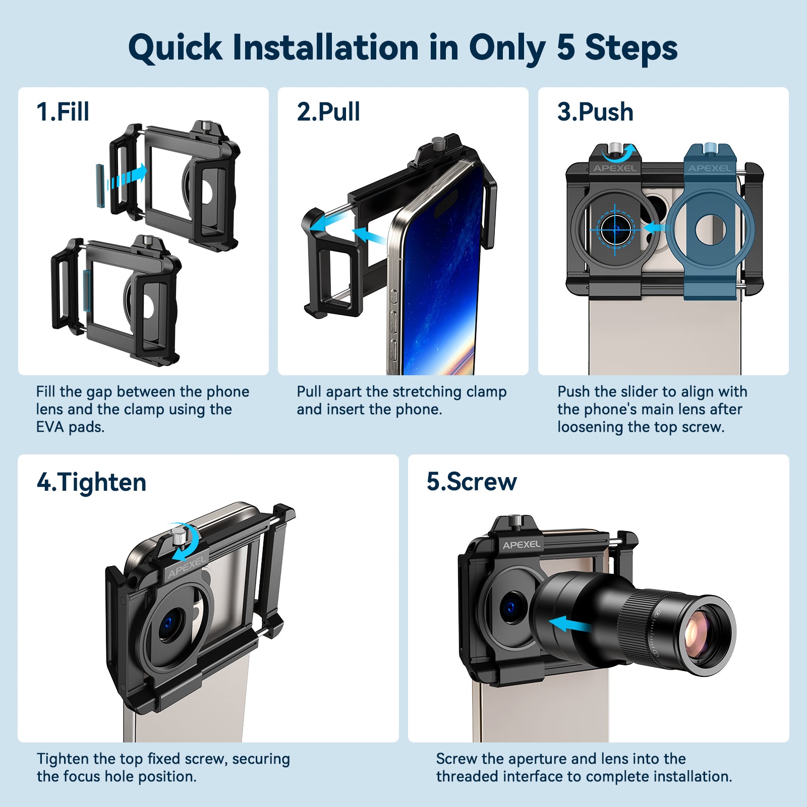 APEXEL 2-in-1 Smartphone Lens - Ultra HD - Telelens en Macrolens - Geschikt voor smartphones