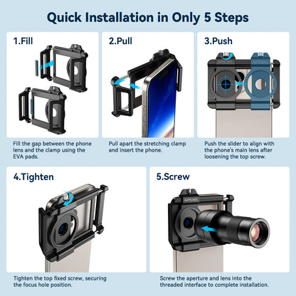 APEXEL 2-in-1 Smartphone Lens - Ultra HD - Telelens en Macrolens - Geschikt voor smartphones