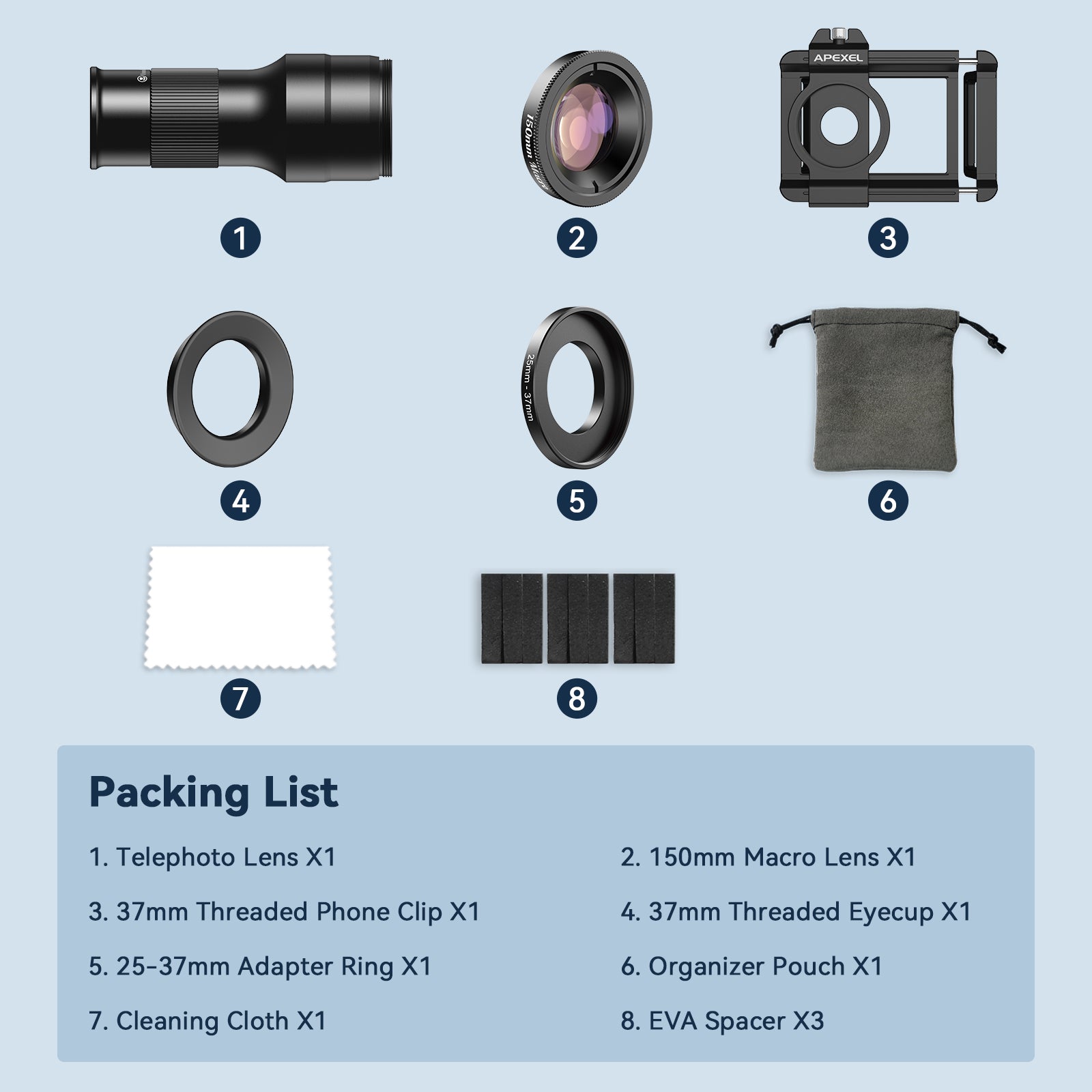 APEXEL 2-in-1 Smartphone Lens - Ultra HD - Telelens en Macrolens - Geschikt voor smartphones