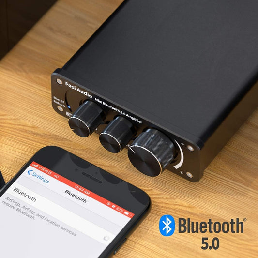 Fosi Audio Verstärker - BT 5.0 - Lautsprecher - Audioverstärker - Geeignet für Laptop, Smartphone, Tablet, PC & MP3-Player