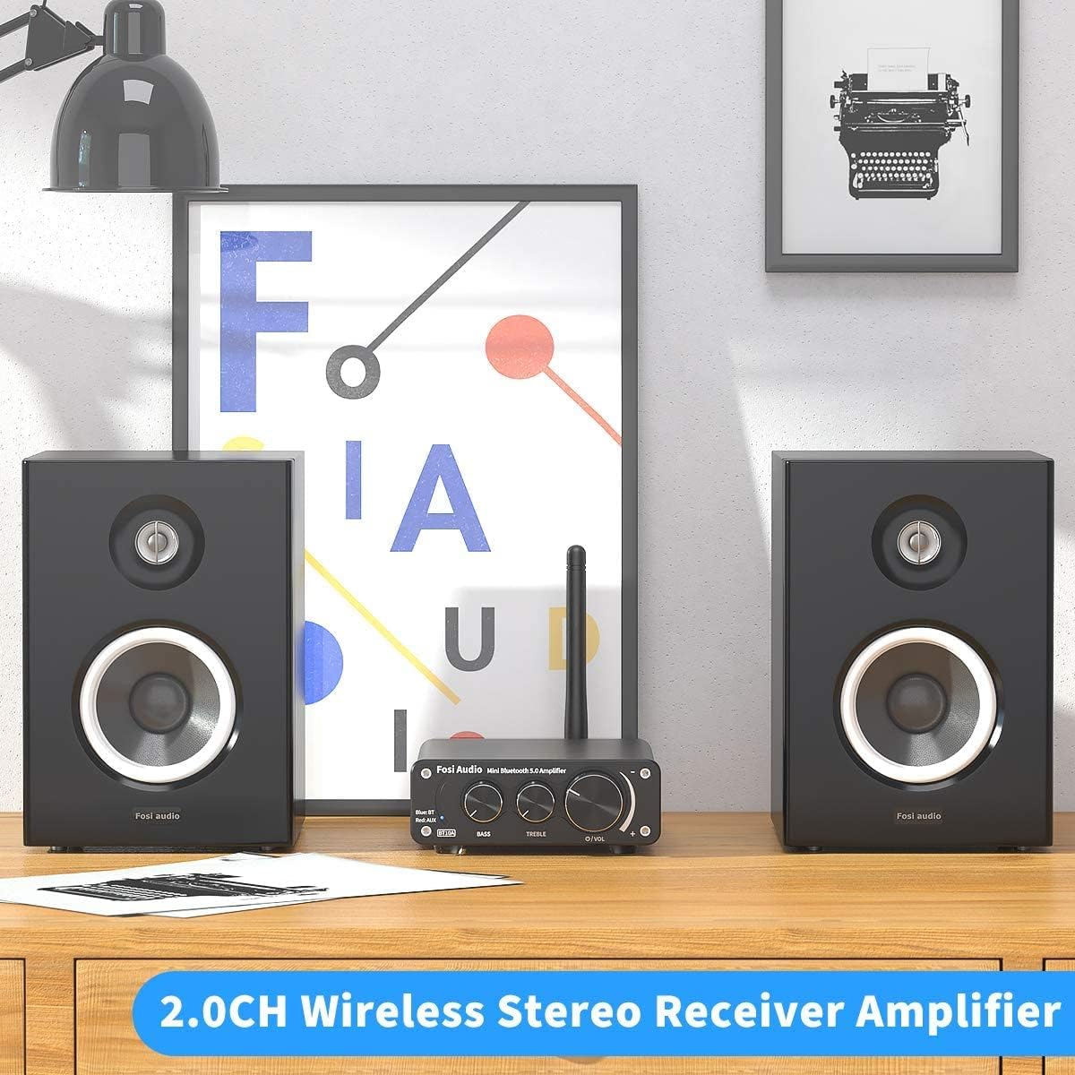 Fosi Audio Verterker - BT 5.0 - Luidspreker - audio versterker - Geschikt voor Laptop, Smartphone , Tablet, PC & mp3 Speler