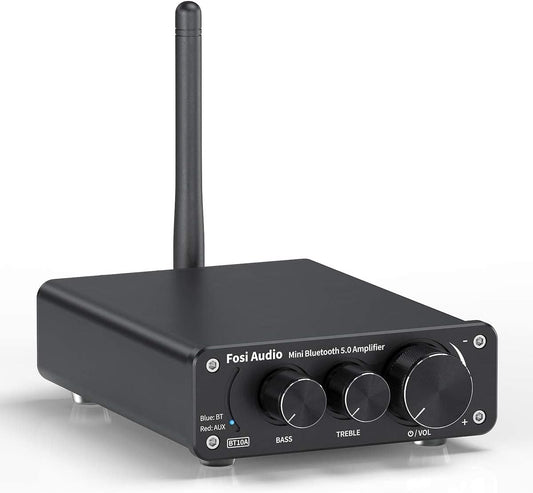 Fosi Audio Verstärker - BT 5.0 - Lautsprecher - Audioverstärker - Geeignet für Laptop, Smartphone, Tablet, PC & MP3-Player