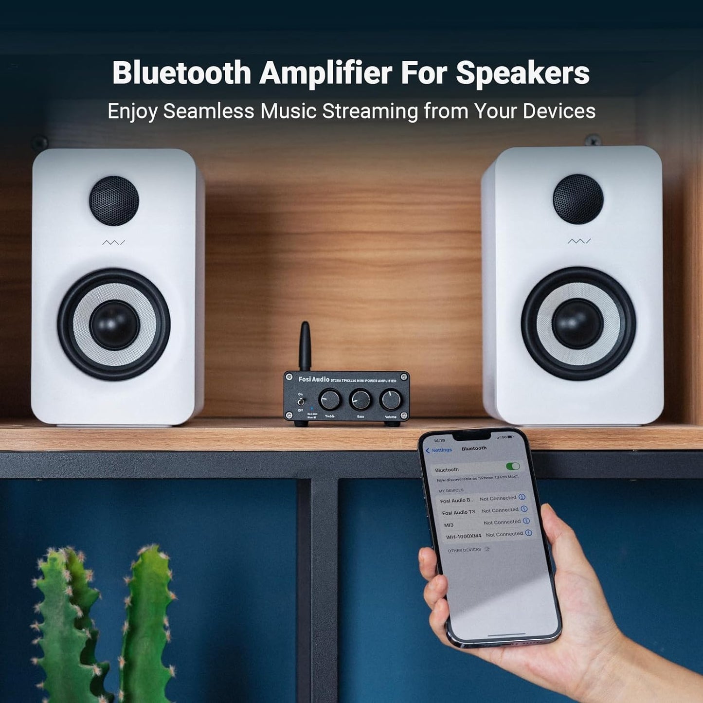 NÖRDIC Fosi Audio BT20A Audio Bluetooth 5.0 Versterker - 2x 100W - RCA - Smartphone, PC, Tablet - Hifi - Zwart