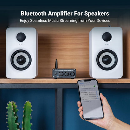 NÖRDIC Fosi Audio BT20A Audio Bluetooth 5.0 Versterker - 2x 100W - RCA - Smartphone, PC, Tablet - Hifi - Zwart