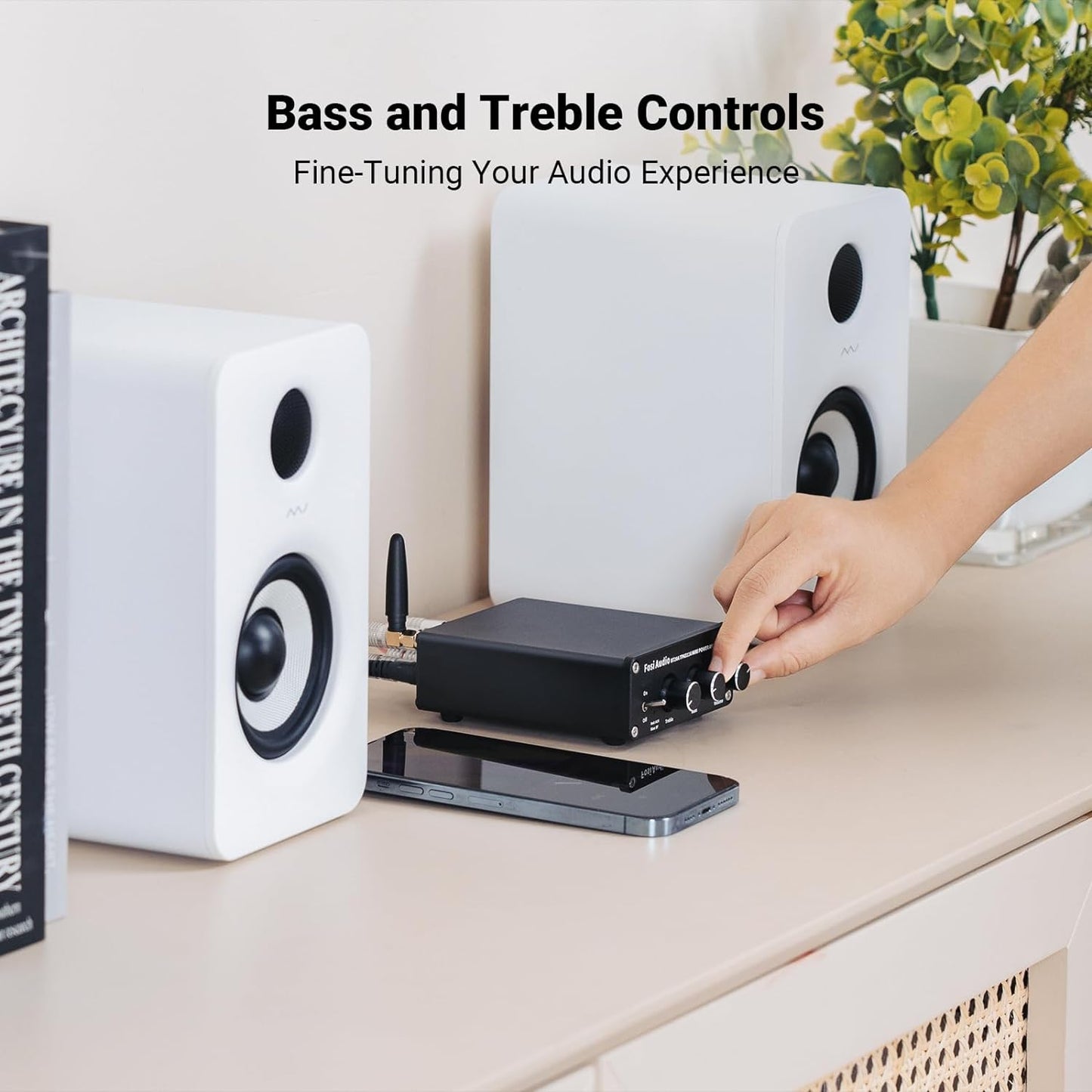 NÖRDIC Fosi Audio BT20A Audio Bluetooth 5.0 Versterker - 2x 100W - RCA - Smartphone, PC, Tablet - Hifi - Zwart