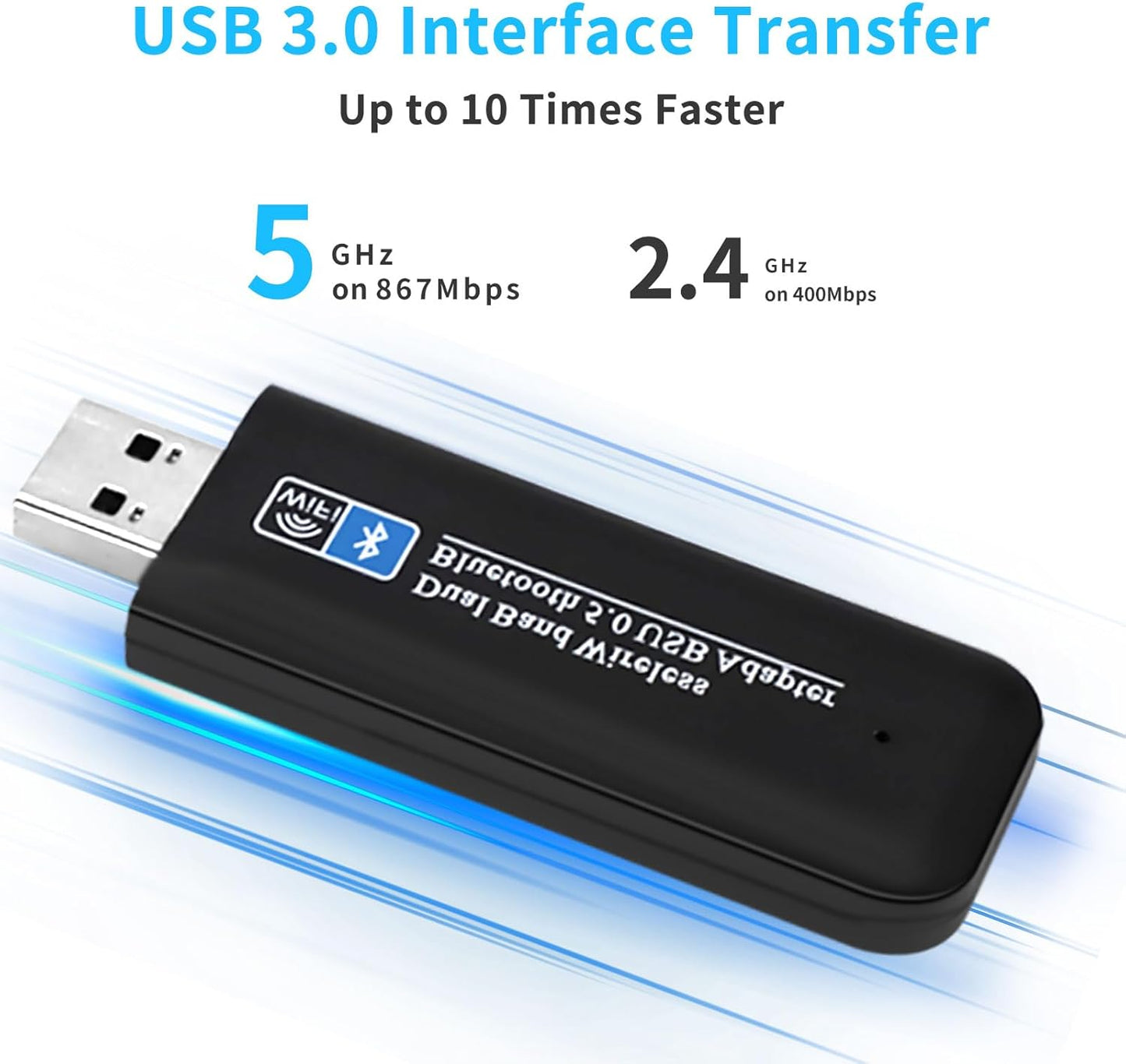 NÖRDIC USB Adapter - Bluetooth 5.0 - WiFi 6 - 1300 Mbps - Geschikt voor Windows 7/8/10/11 - USB3.0
