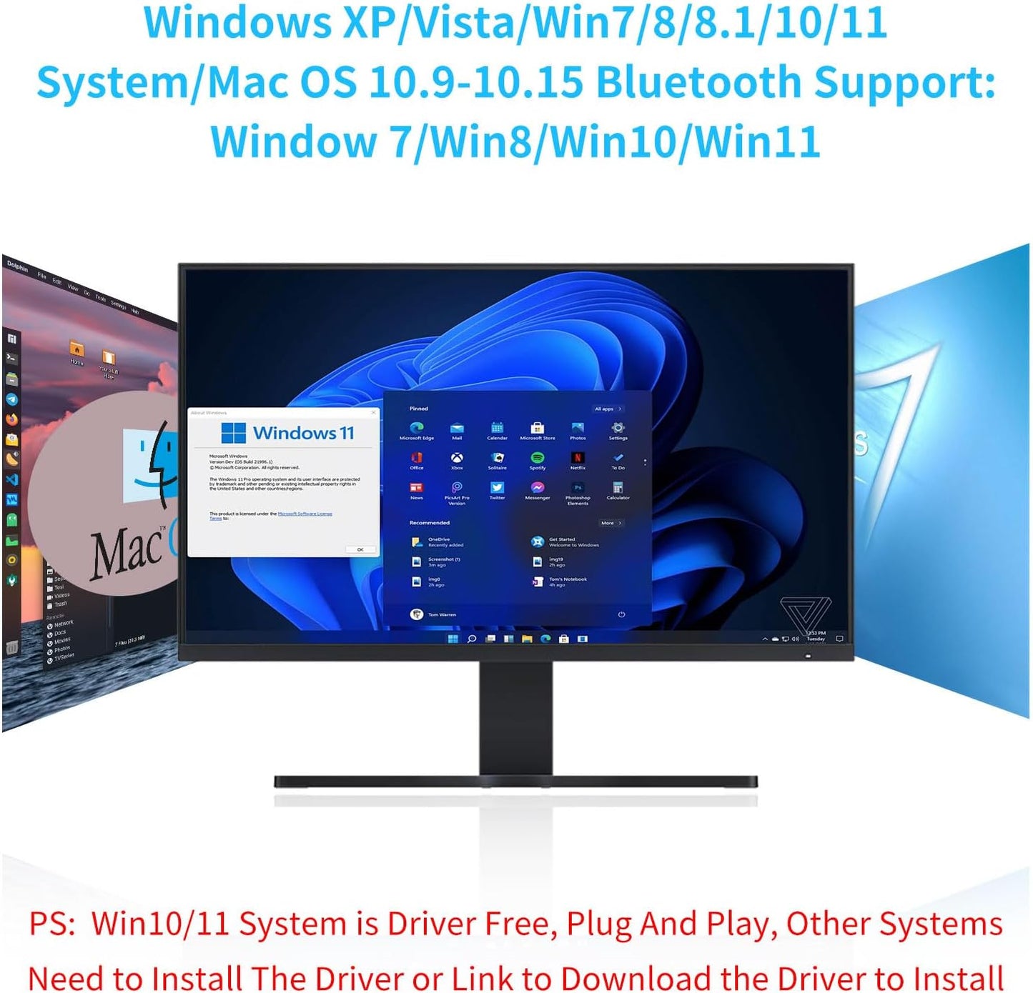 NÖRDIC USB Adapter - Bluetooth 5.0 - WiFi 6 - 1300 Mbps - Geschikt voor Windows 7/8/10/11 - USB3.0