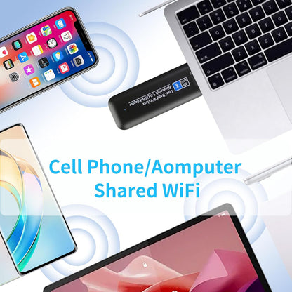 NÖRDIC USB Adapter - Bluetooth 5.0 - WiFi 6 - 1300 Mbps - Geschikt voor Windows 7/8/10/11 - USB3.0