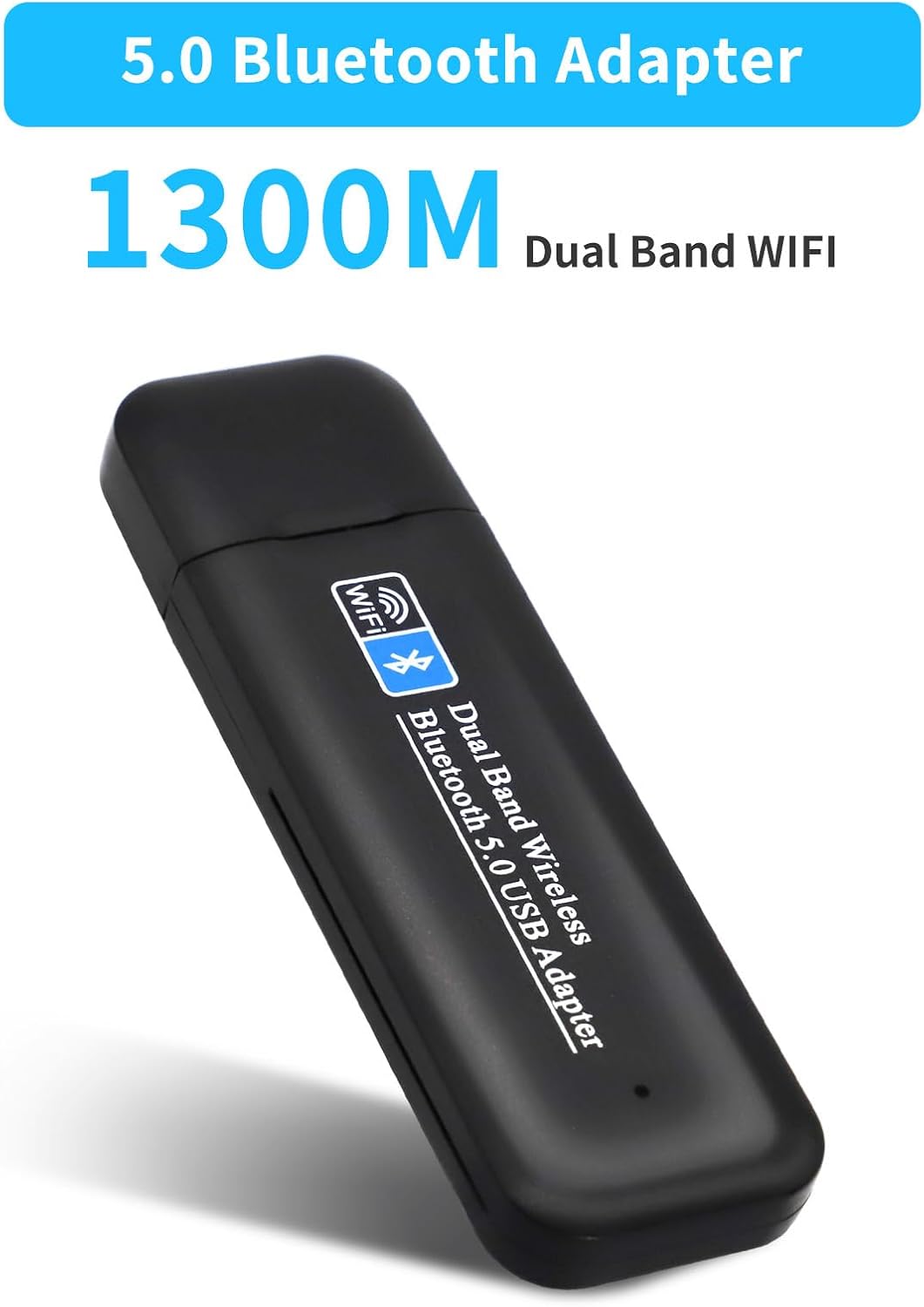 NÖRDIC USB Adapter - Bluetooth 5.0 - WiFi 6 - 1300 Mbps - Geschikt voor Windows 7/8/10/11 - USB3.0