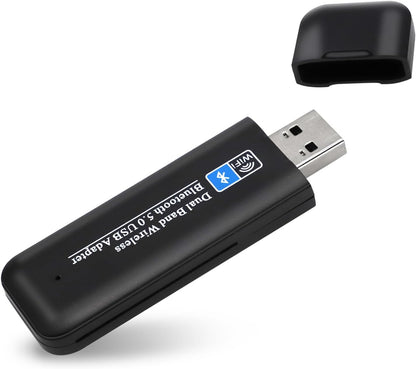 NÖRDIC USB Adapter - Bluetooth 5.0 - WiFi 6 - 1300 Mbps - Geschikt voor Windows 7/8/10/11 - USB3.0