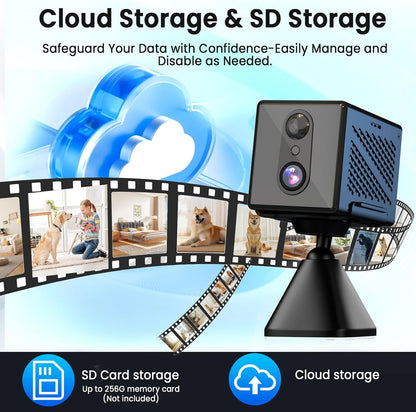 Nördic 4K Ultra HD Mini Beveiligingscamera – 5GHz WiFi – Bewegingsdetectie & Nachtzicht tot 10m – met App