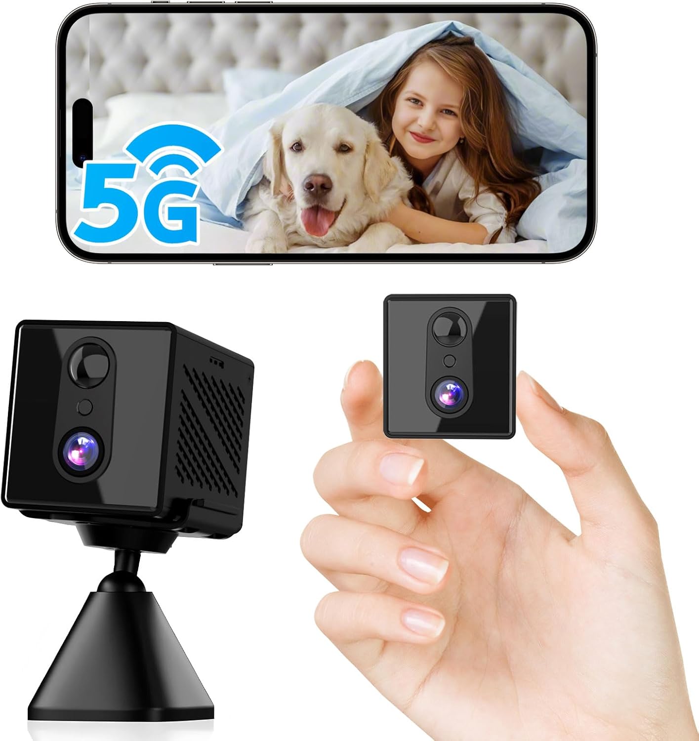Nördic 4K Ultra HD Mini Beveiligingscamera – 5GHz WiFi – Bewegingsdetectie & Nachtzicht tot 10m – met App