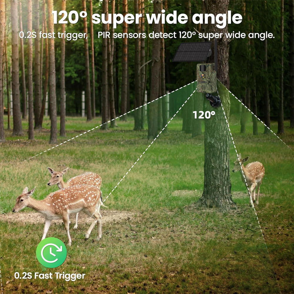 NÖRDIC 4G Wildcamera met Zonnepaneel – 4W Solar – 3MP FHD – Camouflage – IP66 Waterdicht – Inclusief GPS-locator