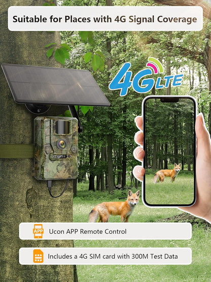 NÖRDIC 4G Wildcamera met Zonnepaneel – 4W Solar – 3MP FHD – Camouflage – IP66 Waterdicht – Inclusief GPS-locator