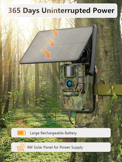 NÖRDIC 4G Wildcamera met Zonnepaneel – 4W Solar – 3MP FHD – Camouflage – IP66 Waterdicht – Inclusief GPS-locator