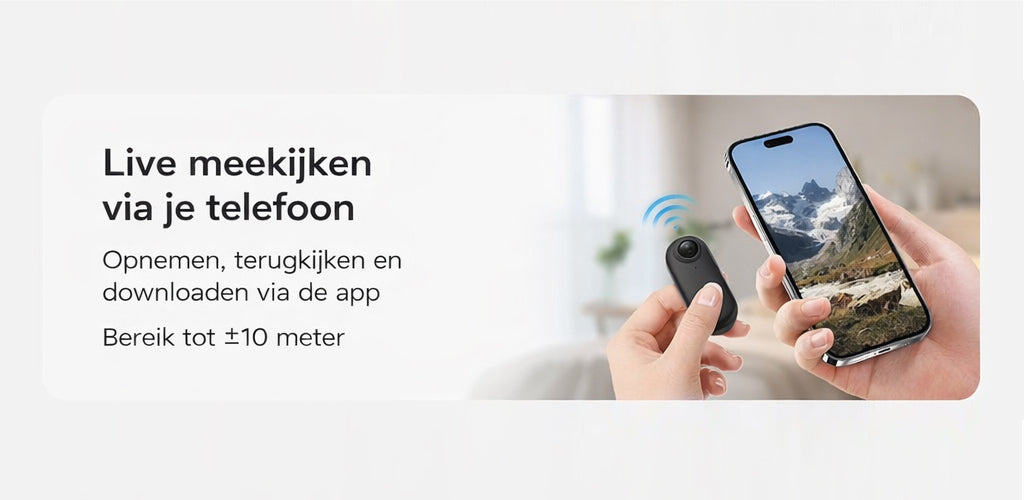 Mini Bodycam 4K WiFi – Handsfree Camera met Audio – 120° Groothoek – H.265 – Loop Recording – Webcamfunctie – incl. Accessoires