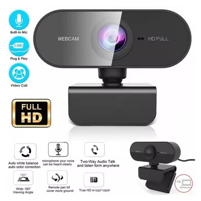 Delmark Webcam met Microfoon – Full HD 1080P – Plug & Play – 360° draaibaar