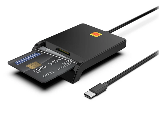NÖRDIC USB A Kaartlezer - USB-A Smart - Simkaart Lezer - Creditcard - Geschikt voor Windows, MacOS, Linux, ChromeOS