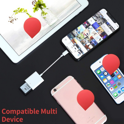 NÖRDIC Lightning SD Kaartlezer - SD Kaart - Geschikt voor Smartphone & Tablet - Metalen Behuizing