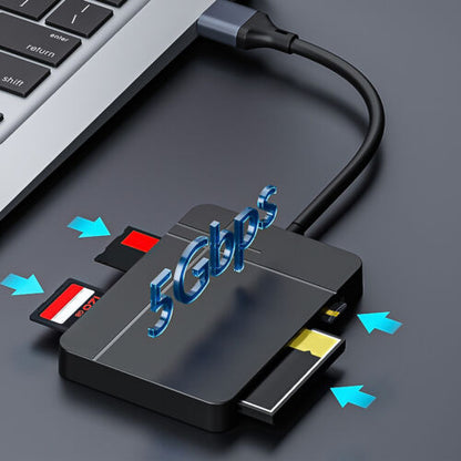 NÖRDIC CRD-027 Card reader - USB-A, USB-C 3.1 5Gbps - SD/MicroSD/CF/TF/MS - UHS-II - 1TB