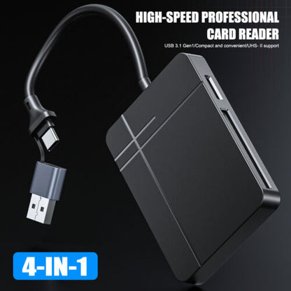 NÖRDIC CRD-027 Card reader - USB-A, USB-C 3.1 5Gbps - SD/MicroSD/CF/TF/MS - UHS-II - 1TB