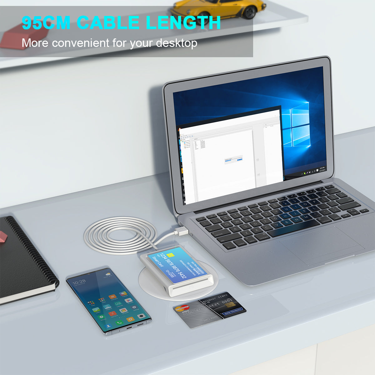 NÖRDIC Slimme Kaartlezer - USB-A - Card Reader - Geschikt voor Windows, Linux & Android - Geschikt voor PC & Laptop