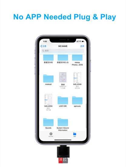 NÖRDIC CRD-042 Lightning Kaartlezer - MicroSD - UHS-I - geschikt voor Smartphone en Tablet - Zilver