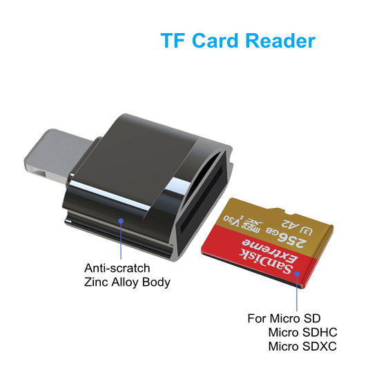 NÖRDIC CRD-041 Lightning Card Reader - MicroSD - UHS-I - suitable for Smartphone and Tablet - Black