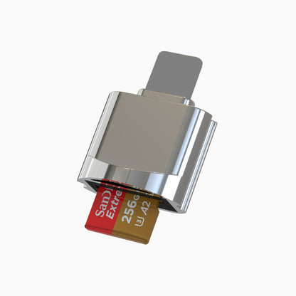 NÖRDIC CRD-042 Lightning Kaartlezer - MicroSD - UHS-I - geschikt voor Smartphone en Tablet - Zilver