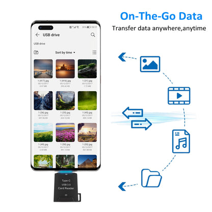 NÖRDIC CRD-044 USB-C 3.0 Kaartlezer - MicroSD - MicroSDHC MicroSDXC - 2TB - 5Gbps - UHS-I